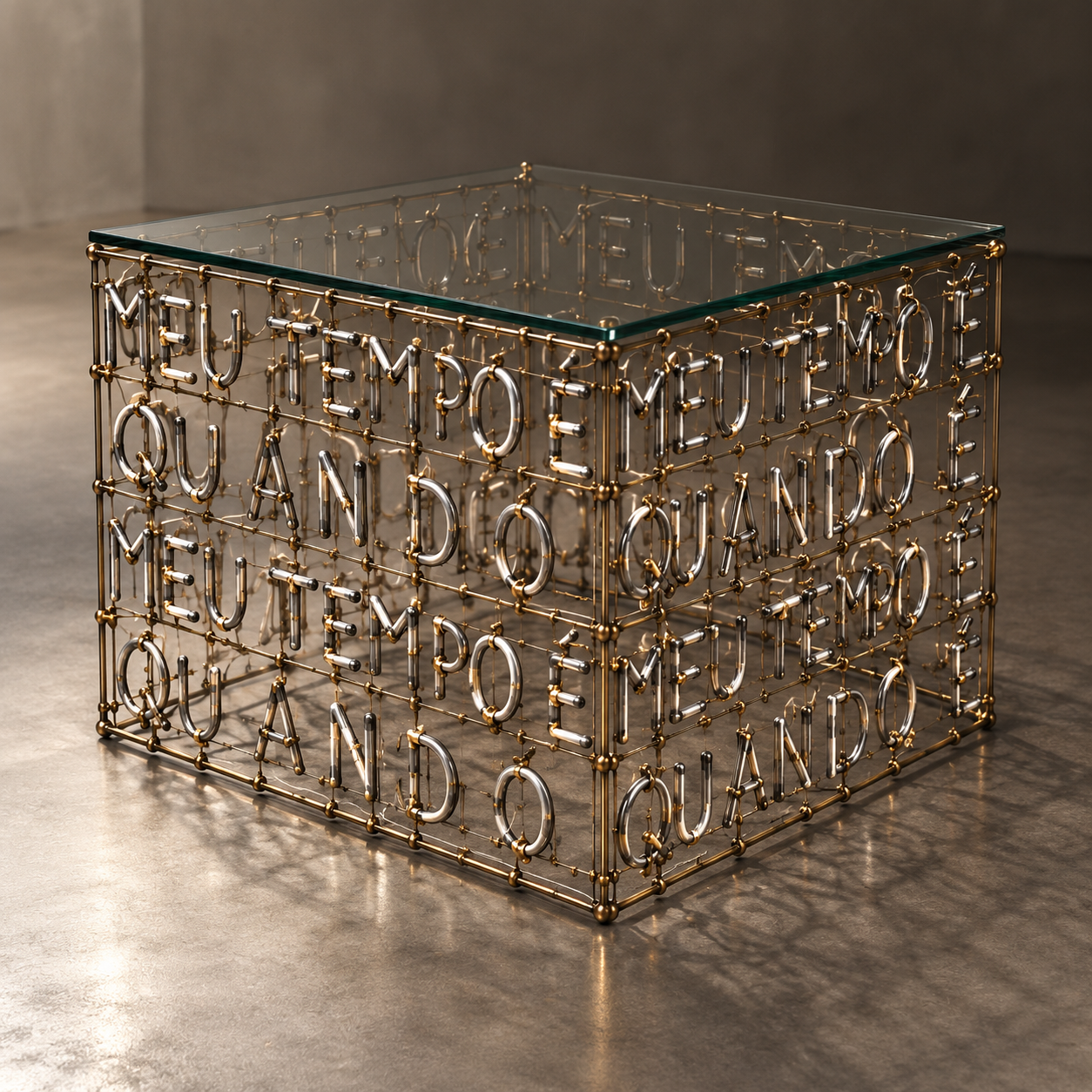 Cubo com palavras em corrente